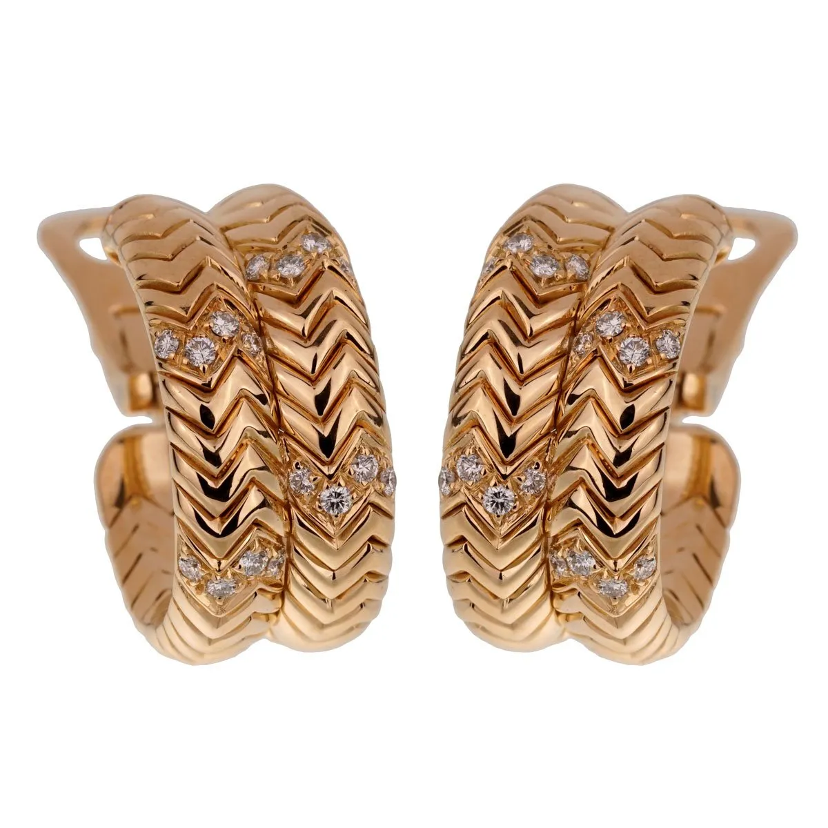 Bulgari Spiga Yellow Gold Diamond Earrings