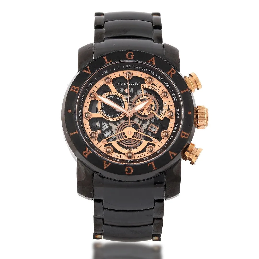 BVLGARI Chronograph Aerofusion King Black And Gold Men's Watch