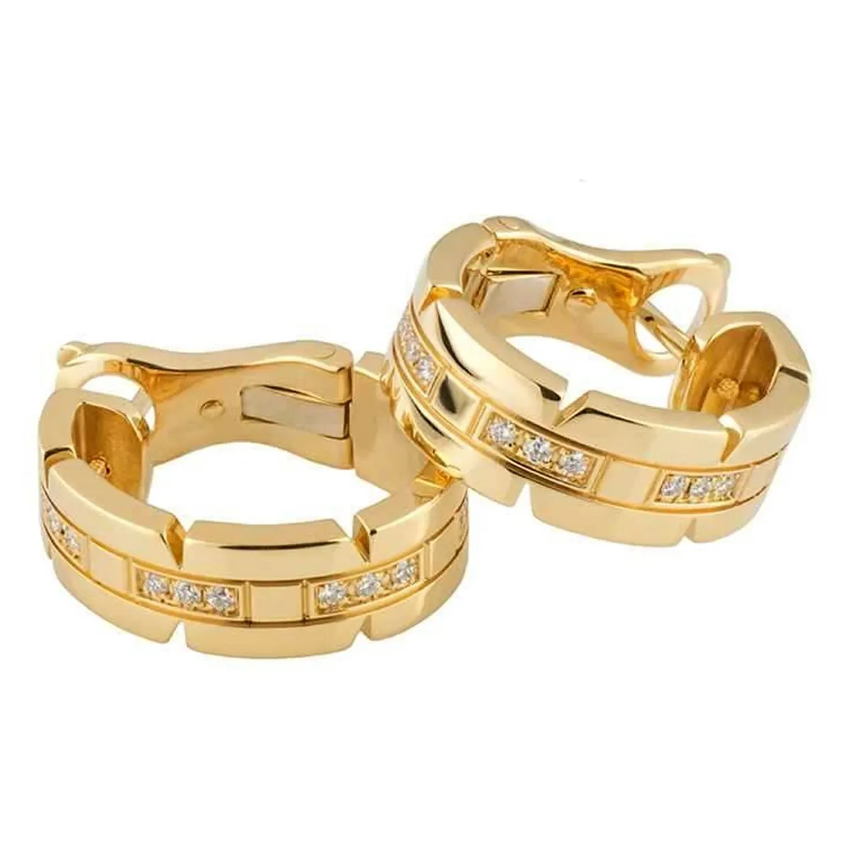 Cartier Tank Francaise Diamond Hoop Gold Earrings