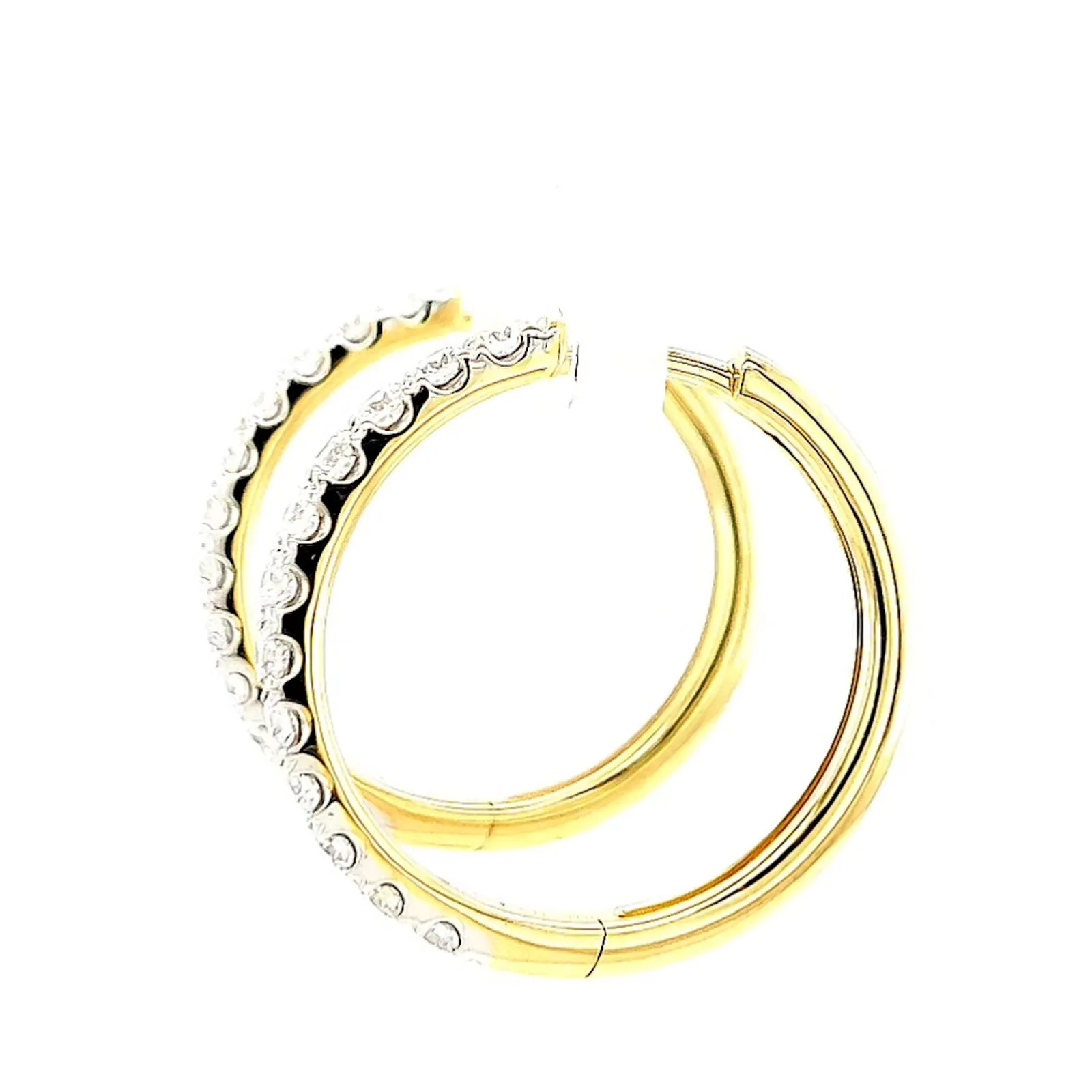 Celebration 9ct Two Tone Gold Round Brilliant Cut 3/4 CARAT tw of Lab Grown Diamonds Huggie Earrings