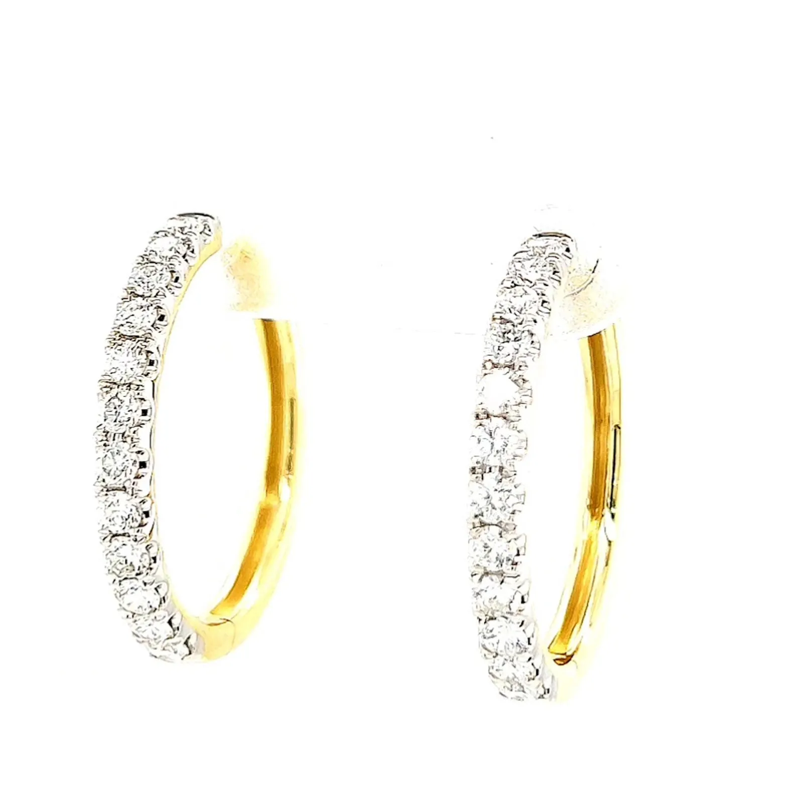 Celebration 9ct Two Tone Gold Round Brilliant Cut 3/4 CARAT tw of Lab Grown Diamonds Huggie Earrings