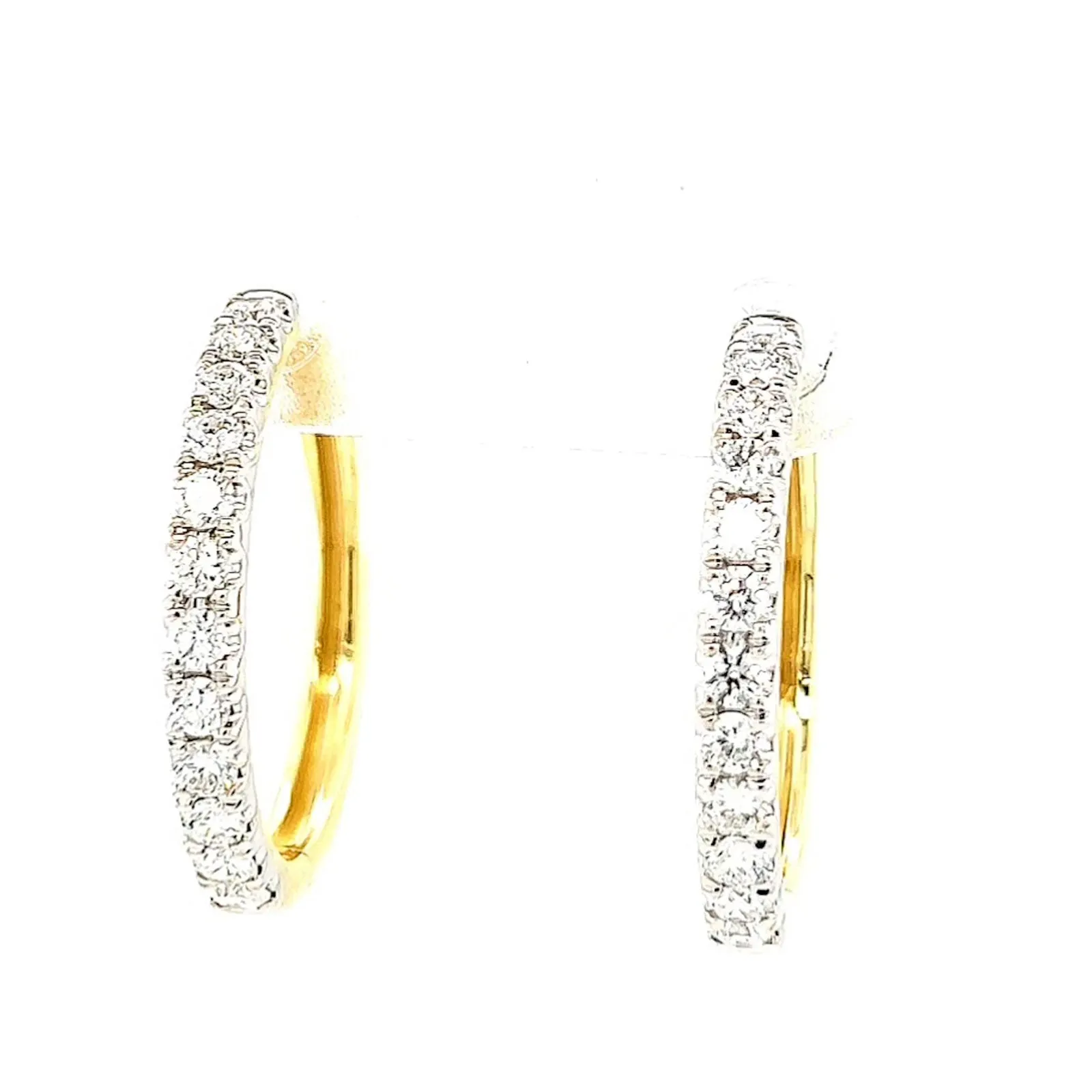 Celebration 9ct Two Tone Gold Round Brilliant Cut 3/4 CARAT tw of Lab Grown Diamonds Huggie Earrings