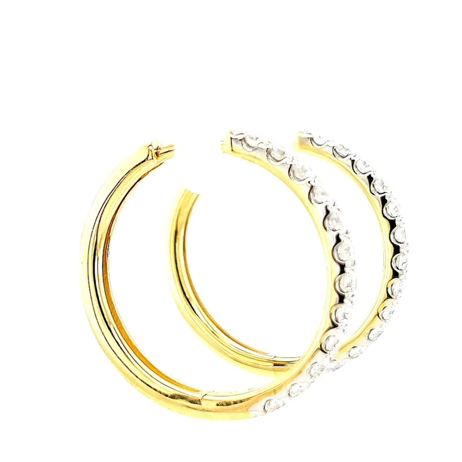 Celebration 9ct Two Tone Gold Round Brilliant Cut 3/4 CARAT tw of Lab Grown Diamonds Huggie Earrings