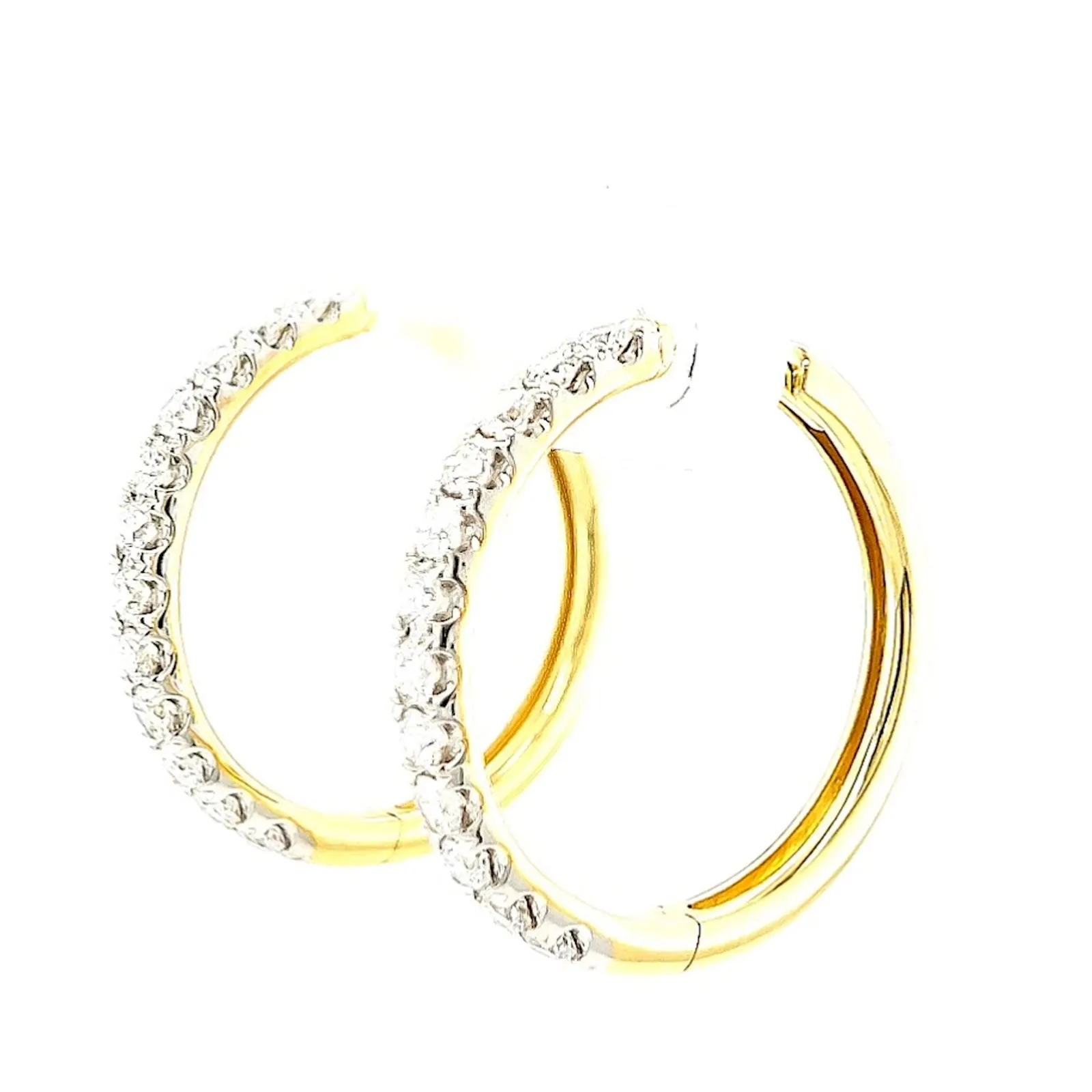 Celebration 9ct Two Tone Gold Round Brilliant Cut 3/4 CARAT tw of Lab Grown Diamonds Huggie Earrings