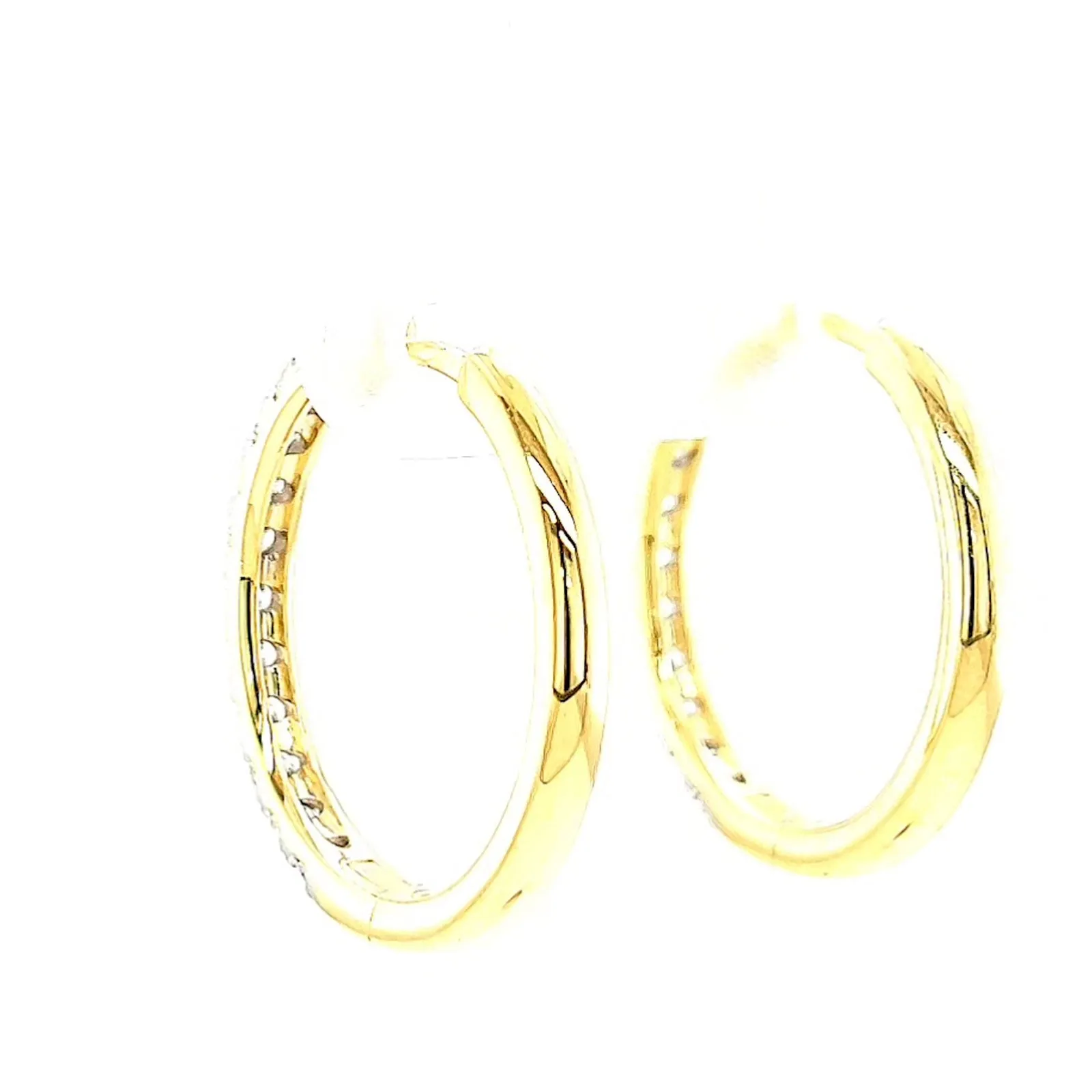 Celebration 9ct Two Tone Gold Round Brilliant Cut 3/4 CARAT tw of Lab Grown Diamonds Huggie Earrings