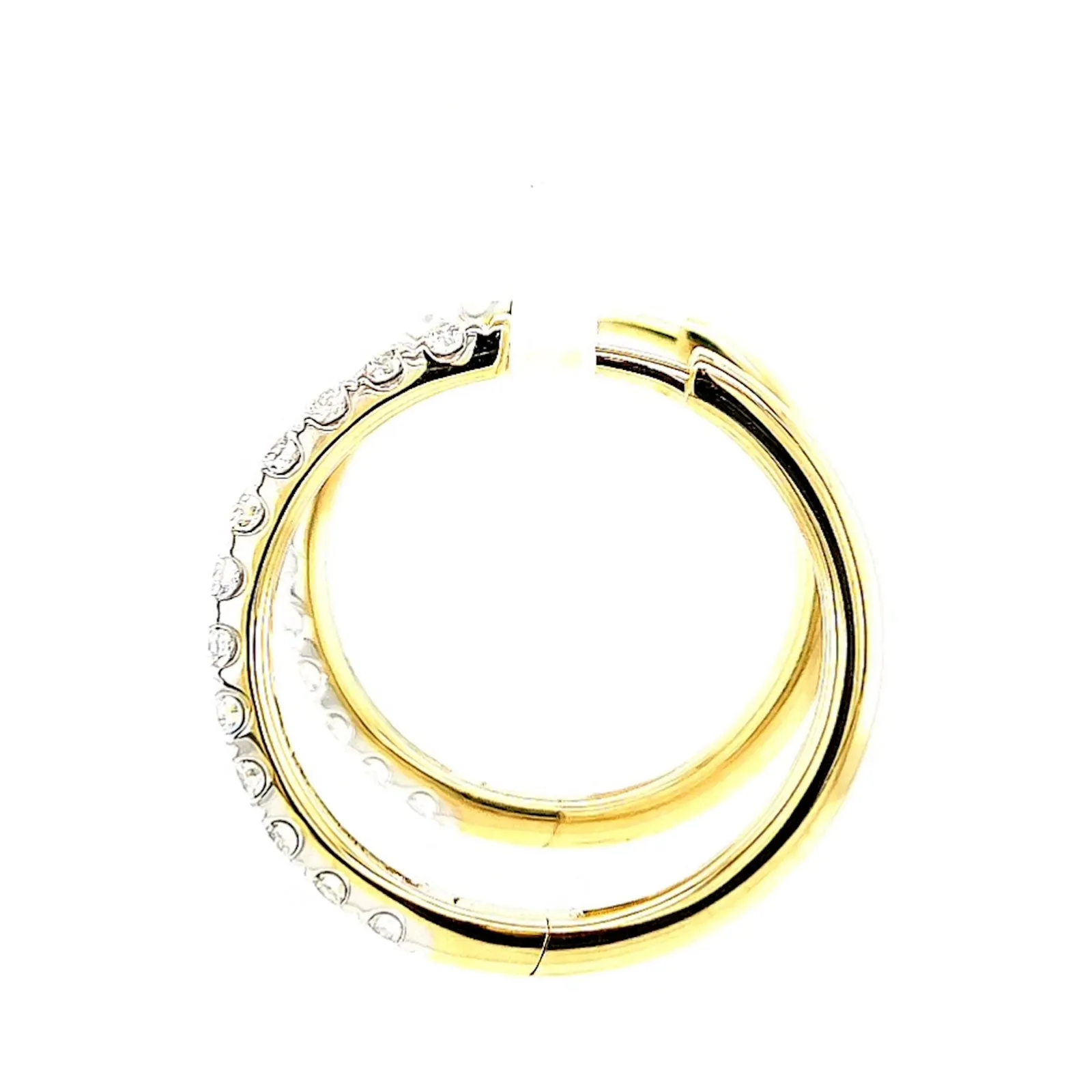 Celebration 9ct Two Tone Gold Round Brilliant Cut 3/4 CARAT tw of Lab Grown Diamonds Huggie Earrings