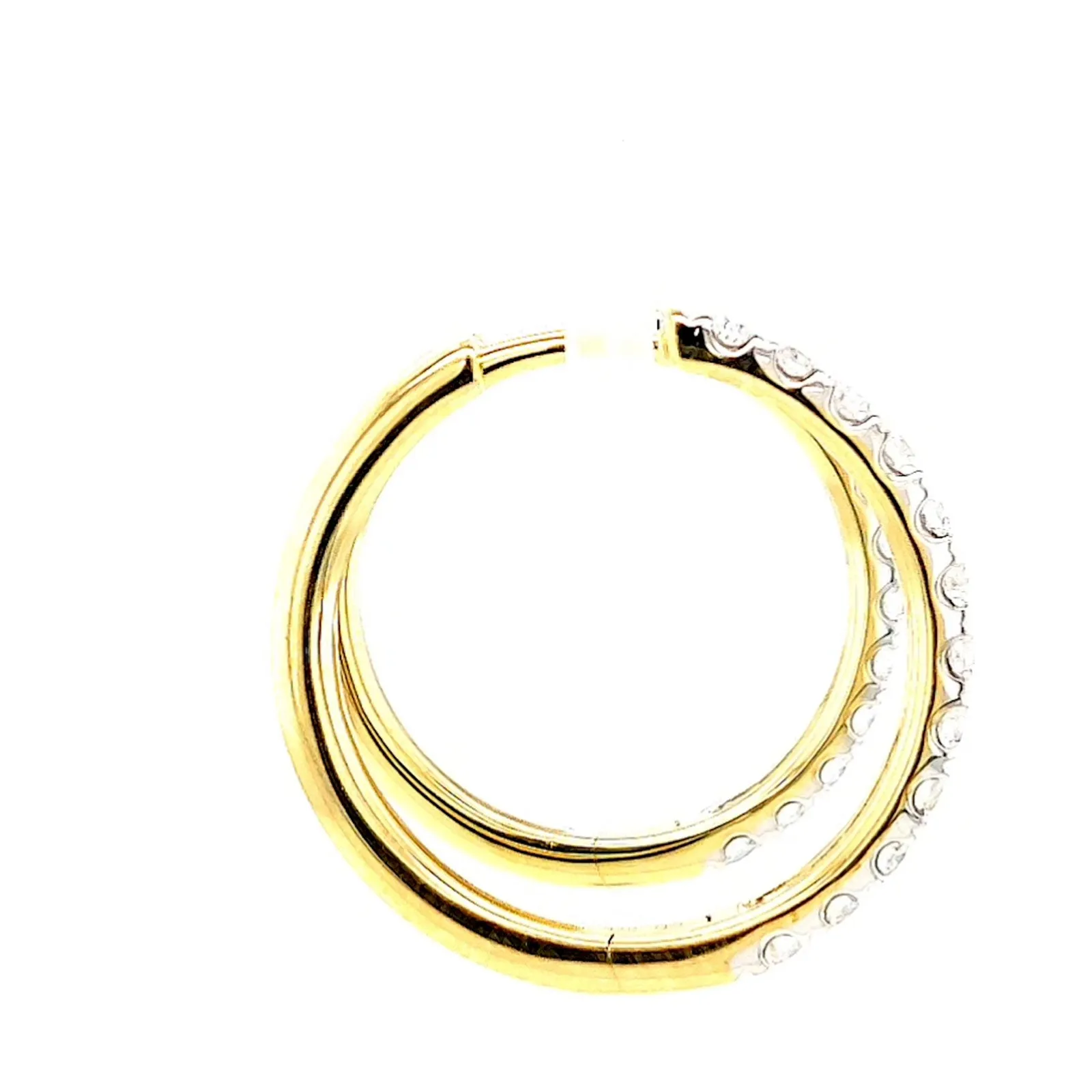 Celebration 9ct Two Tone Gold Round Brilliant Cut 3/4 CARAT tw of Lab Grown Diamonds Huggie Earrings