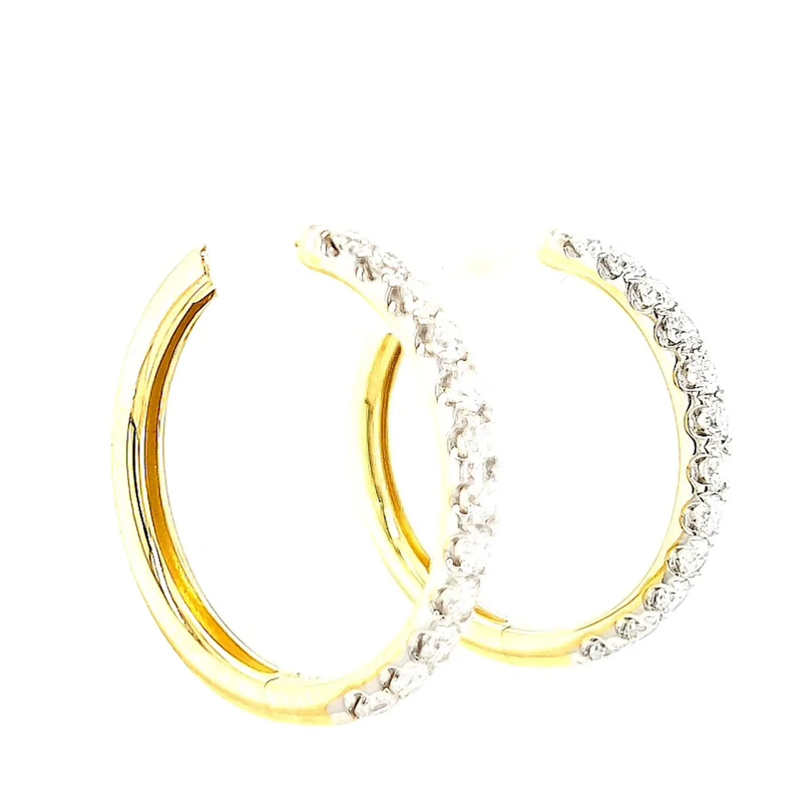 Celebration 9ct Two Tone Gold Round Brilliant Cut 3/4 CARAT tw of Lab Grown Diamonds Huggie Earrings