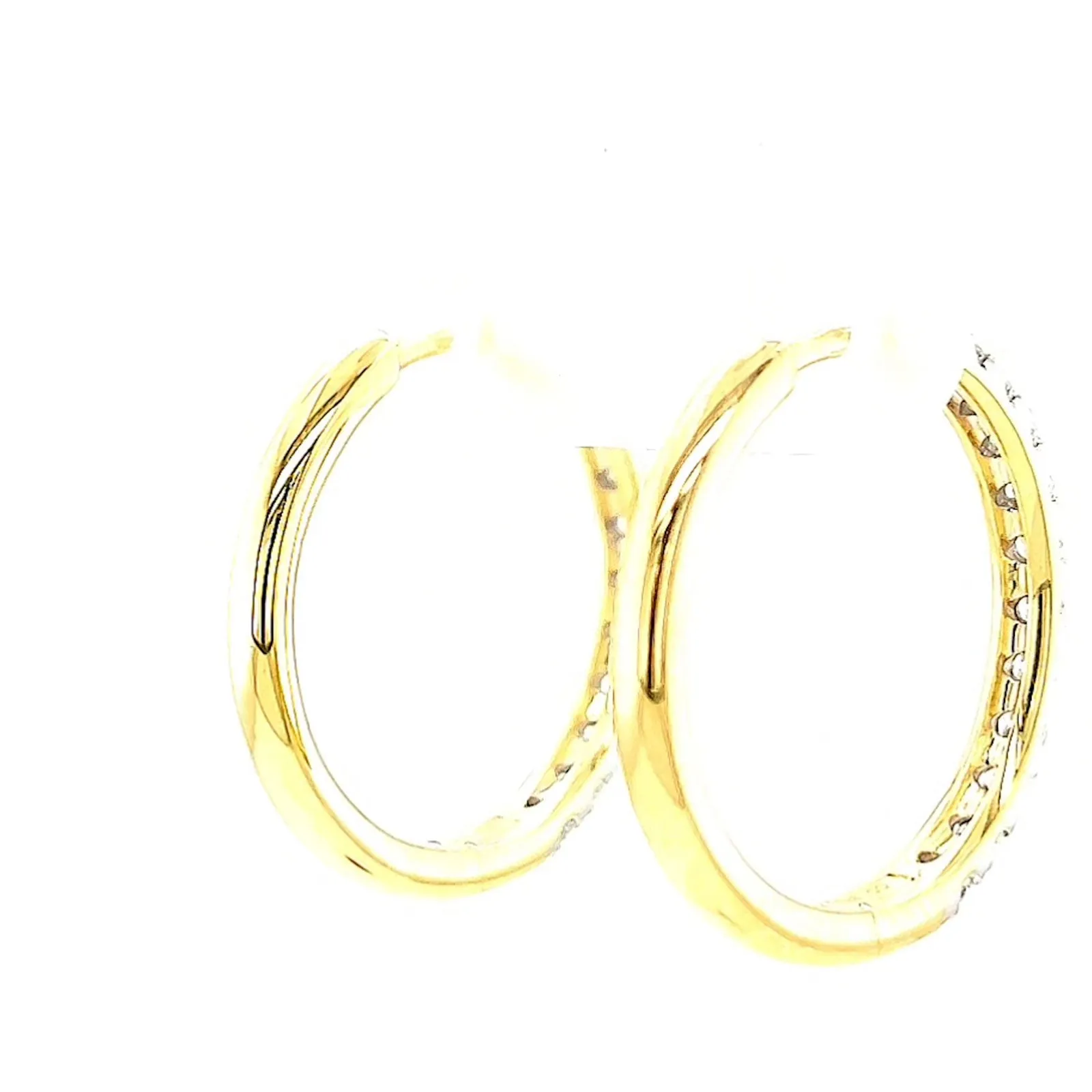 Celebration 9ct Two Tone Gold Round Brilliant Cut 3/4 CARAT tw of Lab Grown Diamonds Huggie Earrings