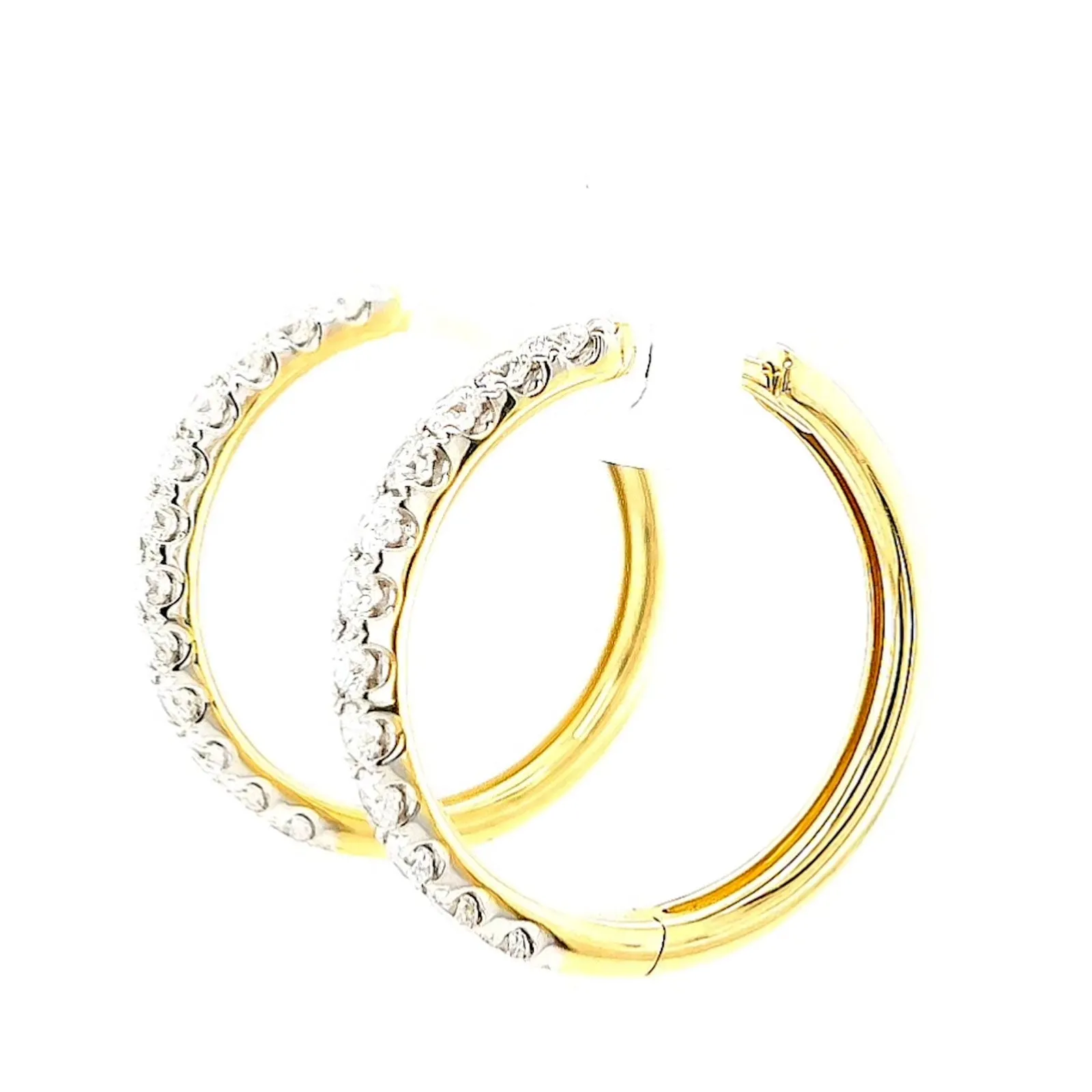 Celebration 9ct Two Tone Gold Round Brilliant Cut 3/4 CARAT tw of Lab Grown Diamonds Huggie Earrings