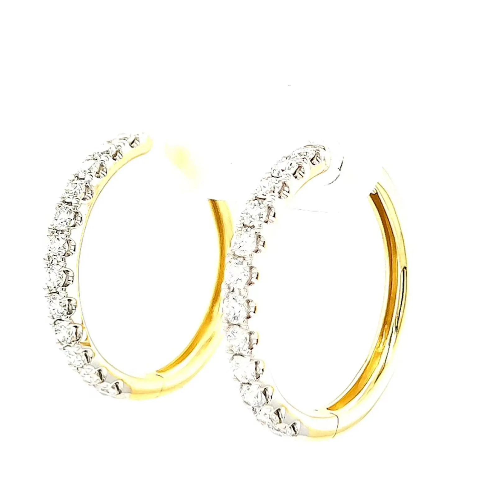 Celebration 9ct Two Tone Gold Round Brilliant Cut 3/4 CARAT tw of Lab Grown Diamonds Huggie Earrings