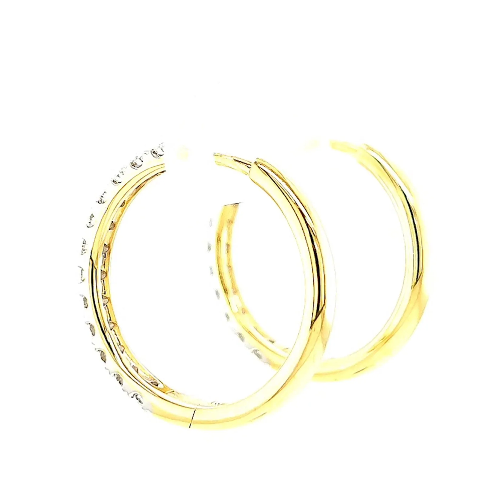 Celebration 9ct Two Tone Gold Round Brilliant Cut 3/4 CARAT tw of Lab Grown Diamonds Huggie Earrings