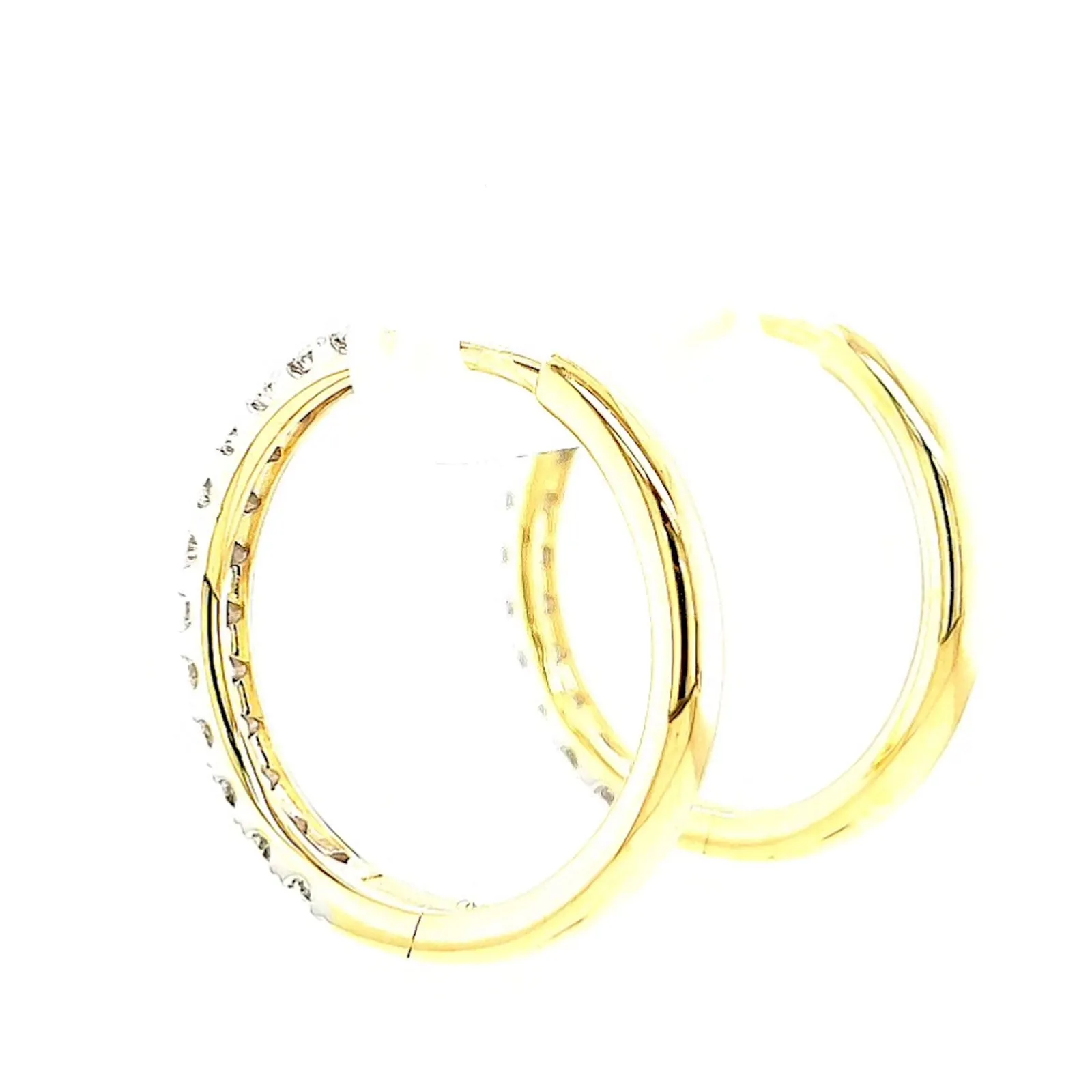 Celebration 9ct Two Tone Gold Round Brilliant Cut 3/4 CARAT tw of Lab Grown Diamonds Huggie Earrings