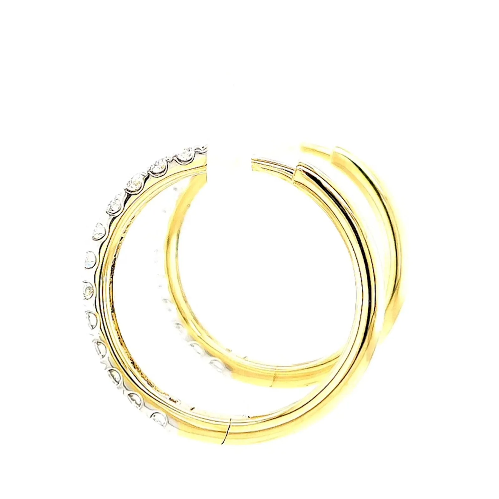 Celebration 9ct Two Tone Gold Round Brilliant Cut 3/4 CARAT tw of Lab Grown Diamonds Huggie Earrings