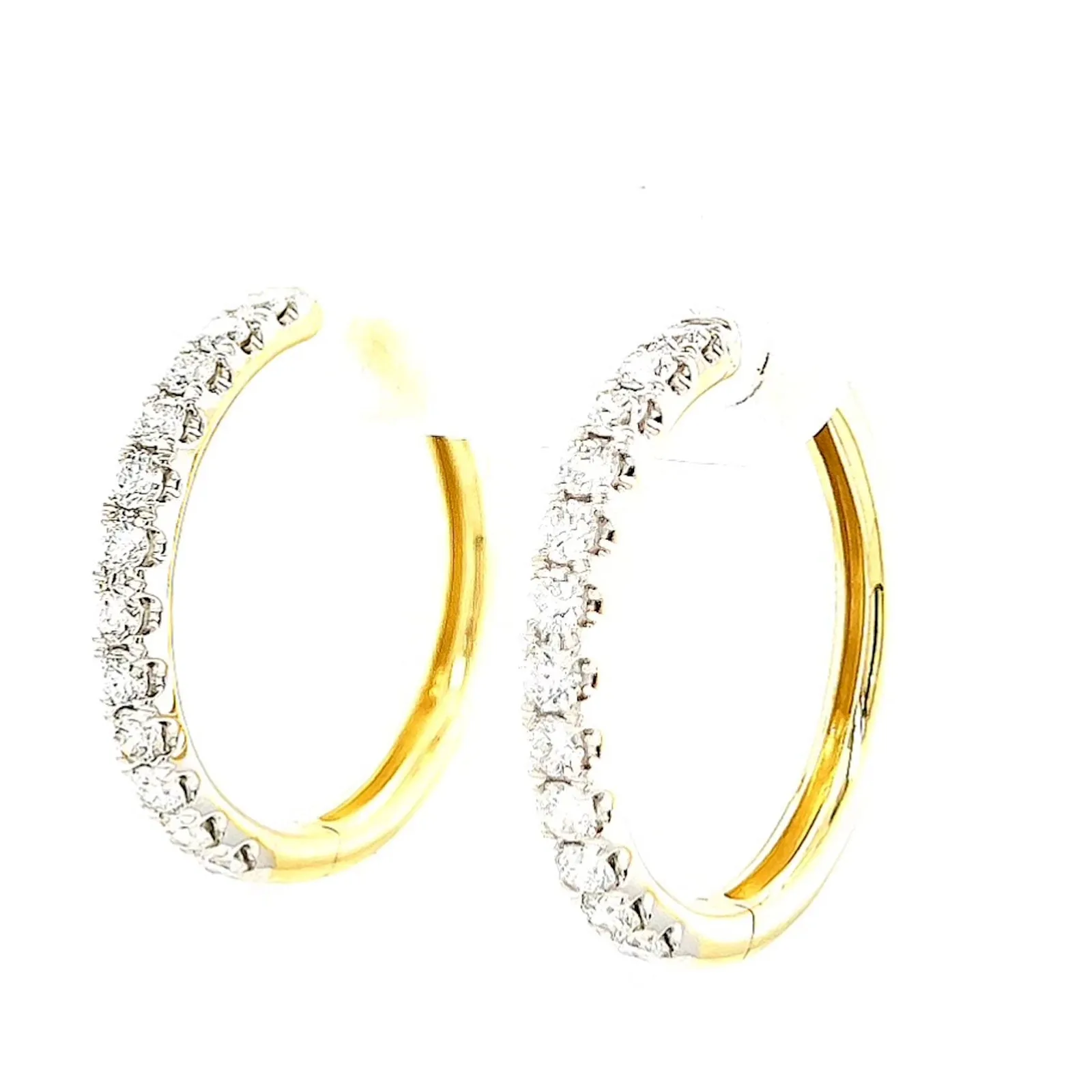 Celebration 9ct Two Tone Gold Round Brilliant Cut 3/4 CARAT tw of Lab Grown Diamonds Huggie Earrings