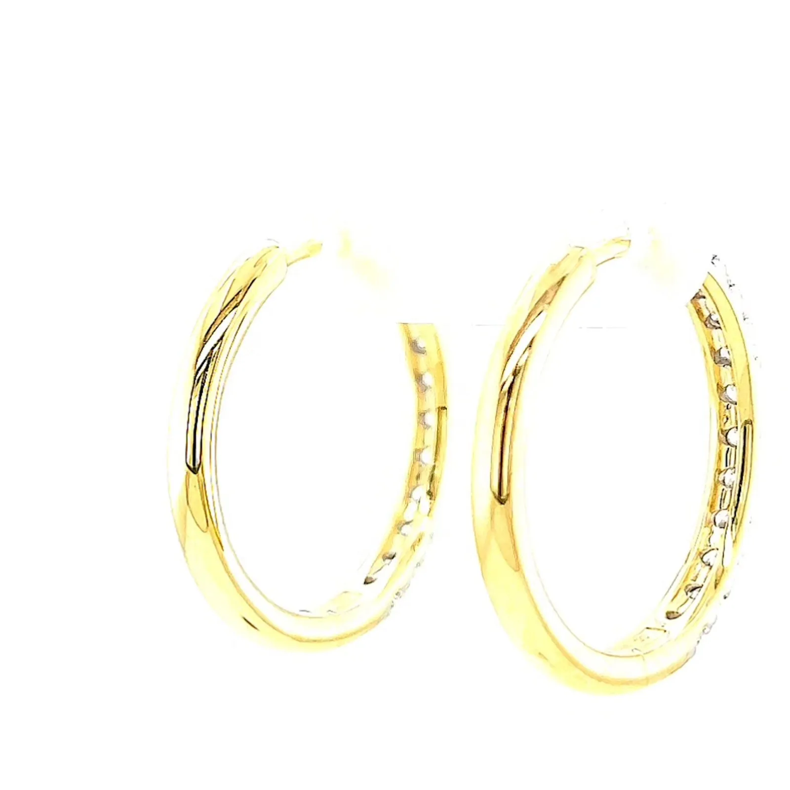 Celebration 9ct Two Tone Gold Round Brilliant Cut 3/4 CARAT tw of Lab Grown Diamonds Huggie Earrings