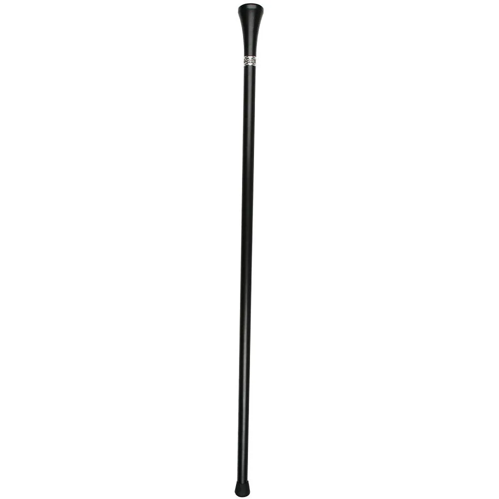 Christian Cross Symbol Top Walking Stick w/ Black Beechwood Shaft & Pewter Collar