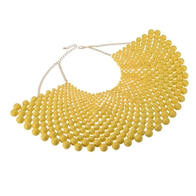 Chunky Statement Bib Collar Choker Pearl Necklace Maxi Jewelry