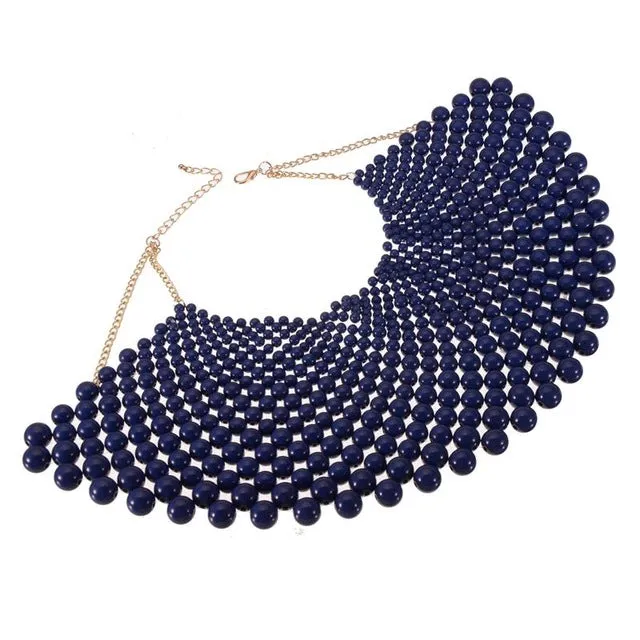 Chunky Statement Bib Collar Choker Pearl Necklace Maxi Jewelry