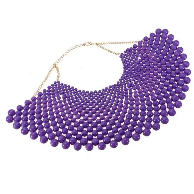 Chunky Statement Bib Collar Choker Pearl Necklace Maxi Jewelry