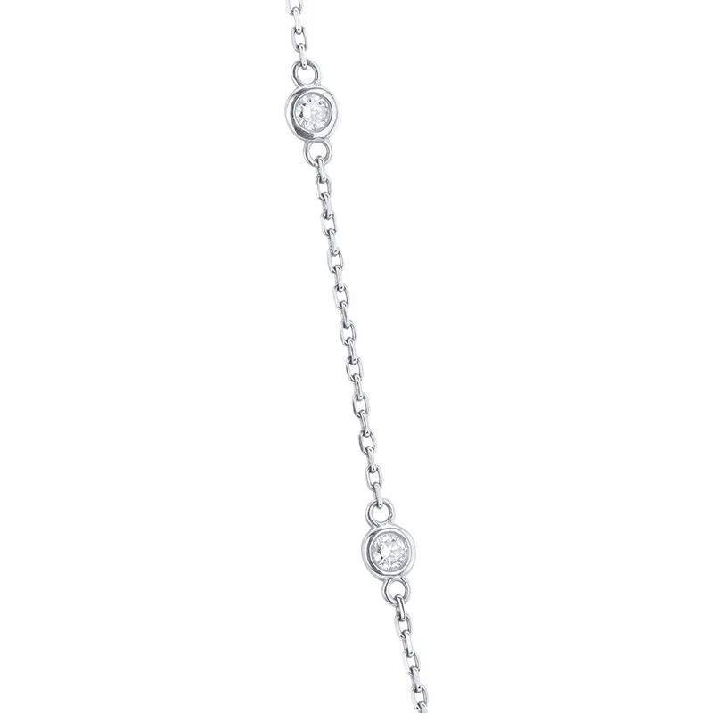 Classic Bezel Station Diamond Necklace 3/4ct