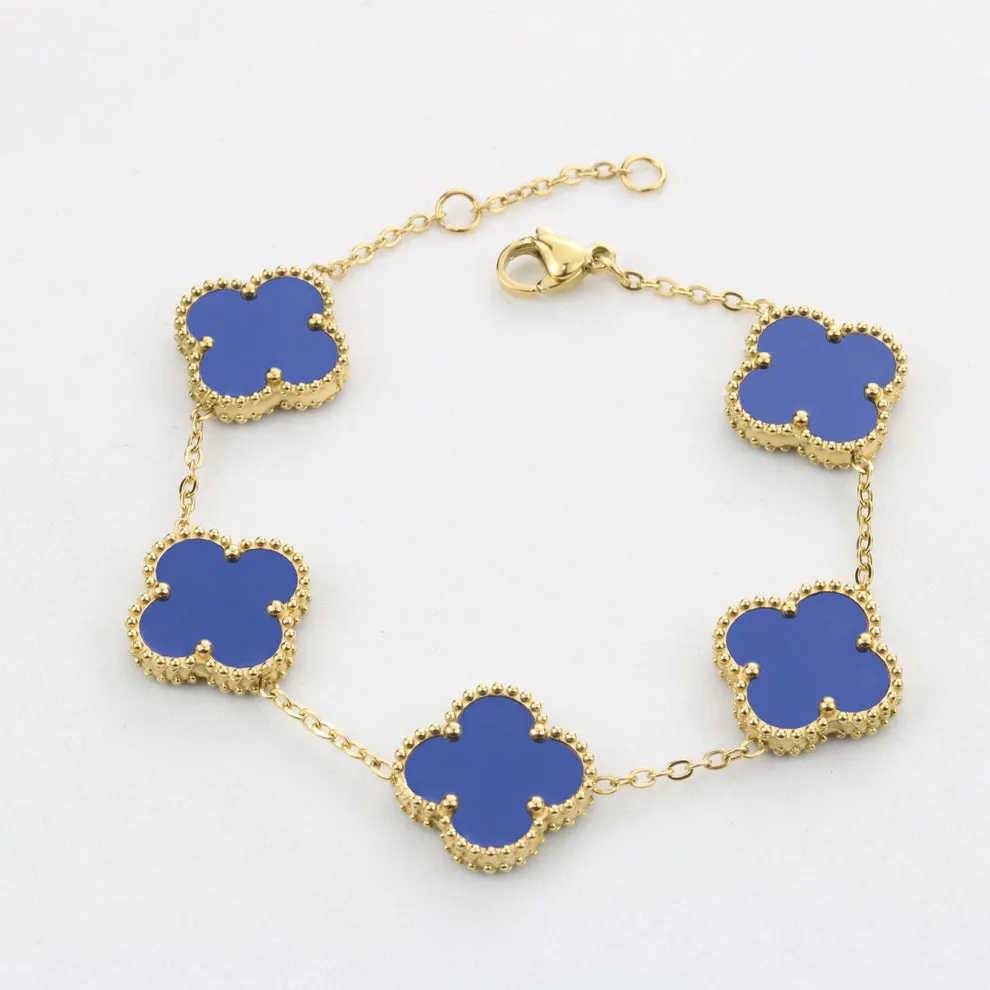 Clover Design Link Bracelet, Multi Colours