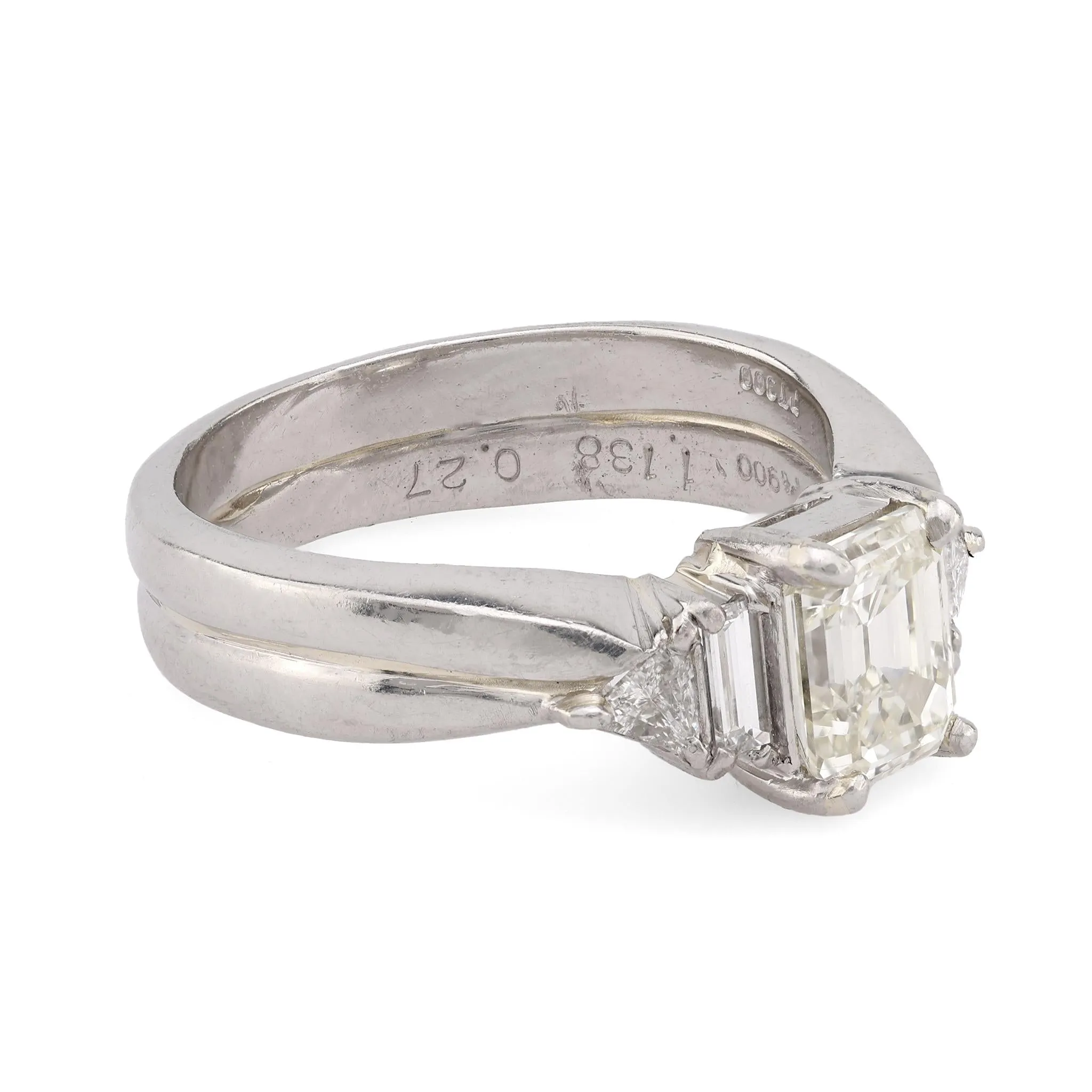 Contemporary diamond platinum engagement double band ring