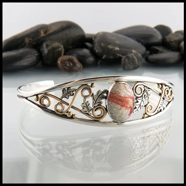 Crazy Lace Agate Cuff Bracelet Wide