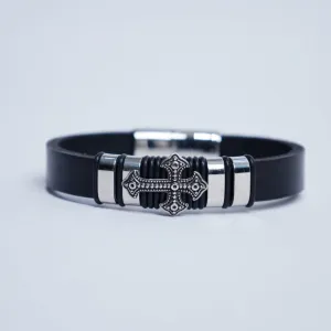 Cross leather bracelet