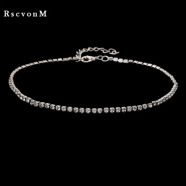 Crystal Choker gold color silver color Necklace Rhinestone Pendant Jewelry Collar Necklace for women Rhinestone Choker Necklace