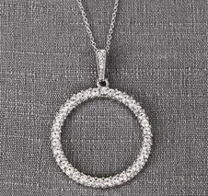 Crystal Circle Pendant Wedding Necklace