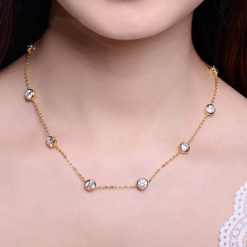 Cubic Zirconia Crystal Gold / White / Rose Gold Plated Choker Necklaces Jewellery for Women Collares