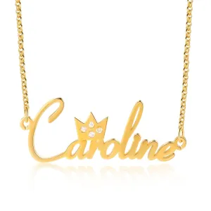 Customized Name 925 Sterling Silver Crown Necklaces for Women Personalized Nameplate Necklace with Cubic Zirconia Gift