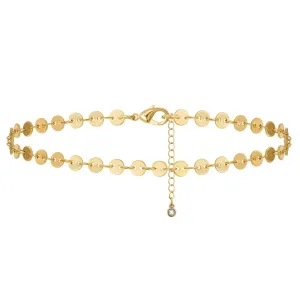 Dainty 14k Gold Adjustable Ankle Bracelets- Sequin