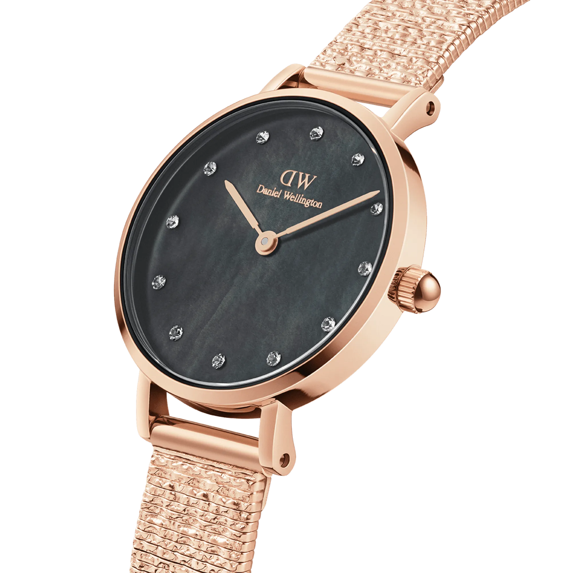 Daniel Wellington Petite 28 Lumine Rose Gold Mother of Pearl Black Watch