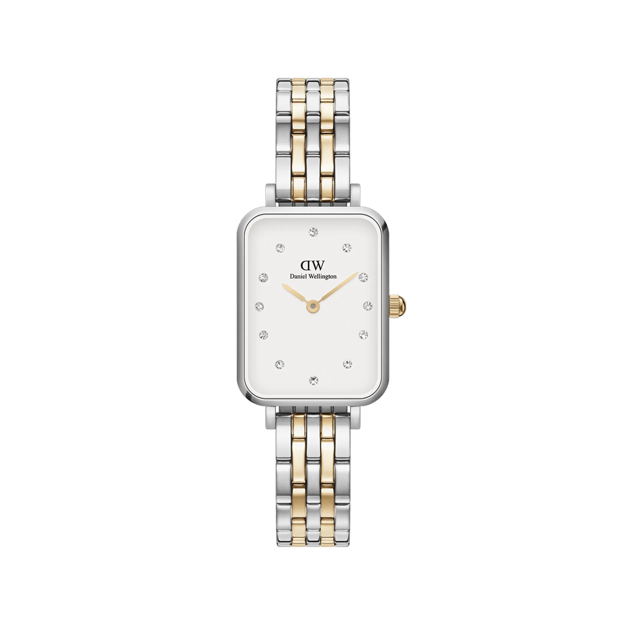 Daniel Wellington Quadro Lumine 20x26 5-Link Gold & Silver White Watch