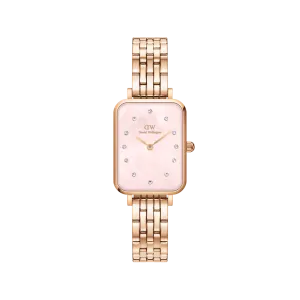 Daniel Wellington Quadro Lumine 20x26 5-Link Rose Gold & Mother of Pearl Pink Watch