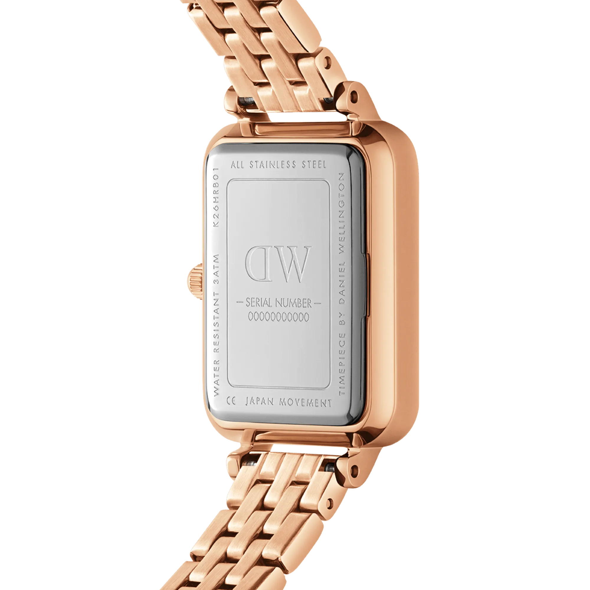 Daniel Wellington Quadro Lumine 20x26 5-Link Rose Gold & Mother of Pearl Pink Watch