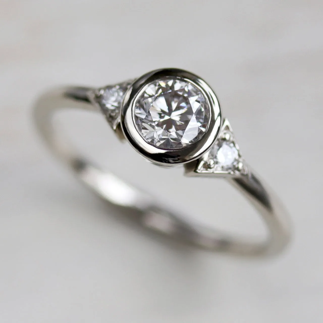 Deco Three Stone Ring