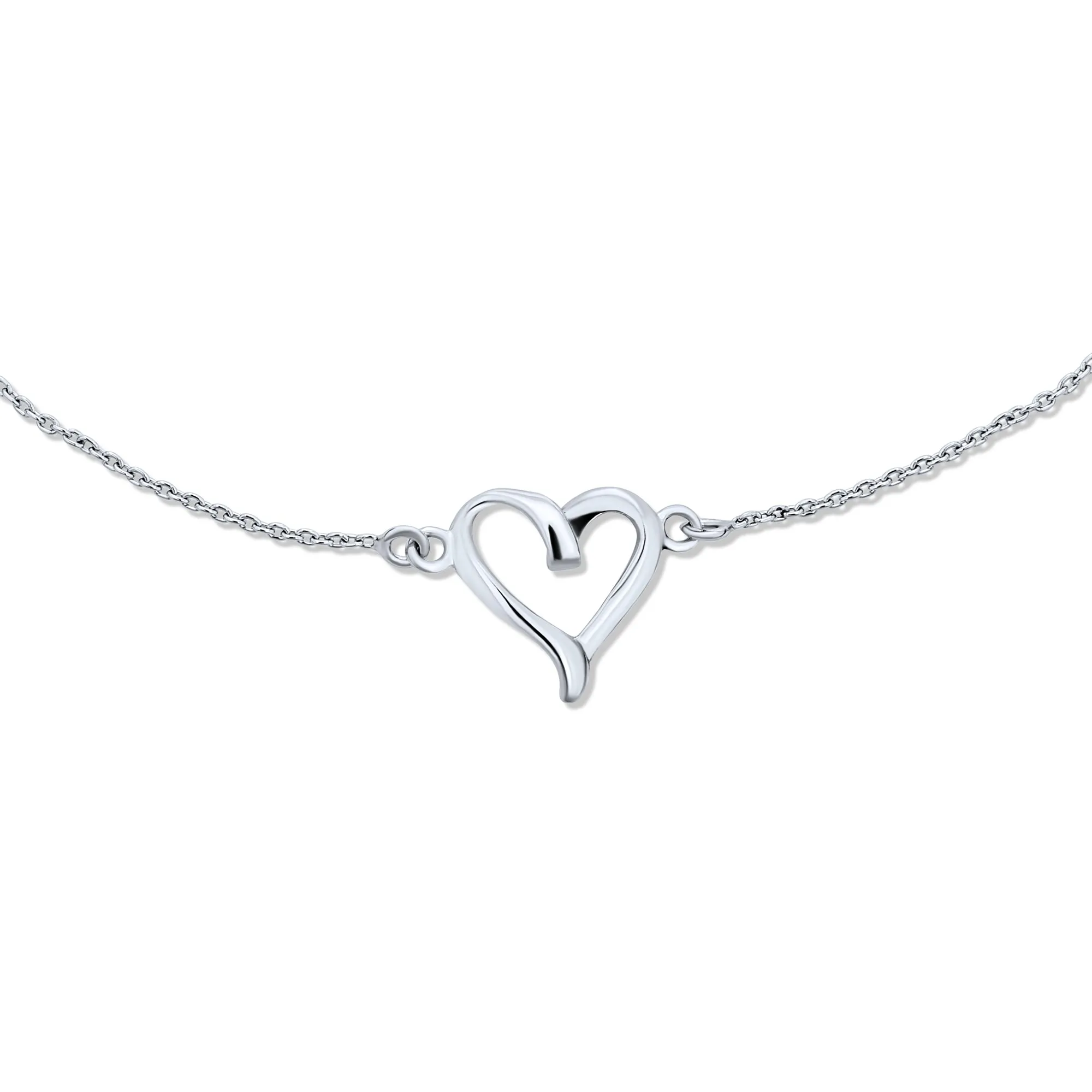 Delicate Heart Anklet Ankle Bracelet Sterling Silver 9-10 Inch Extender