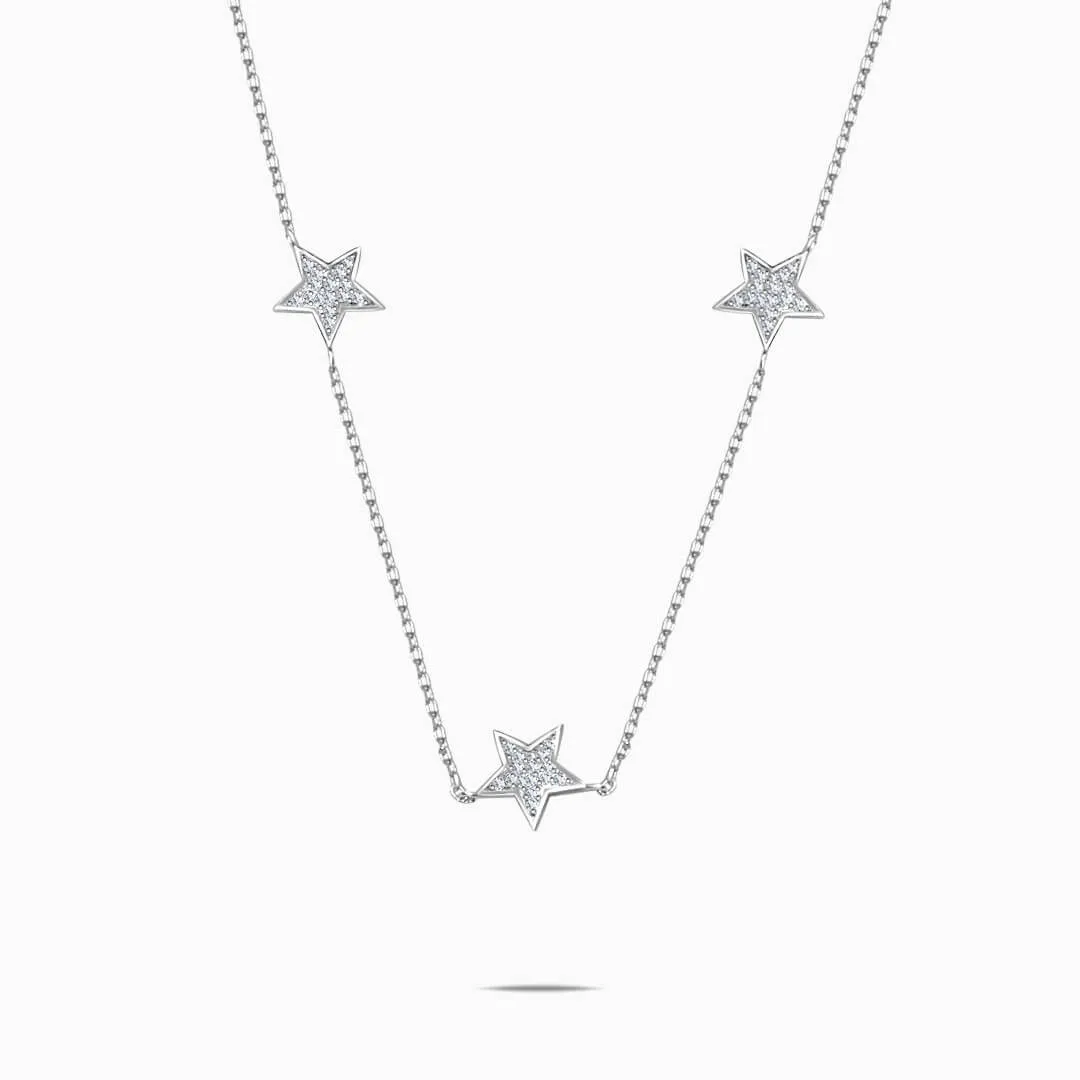 Diamonds Stars White Gold Necklace