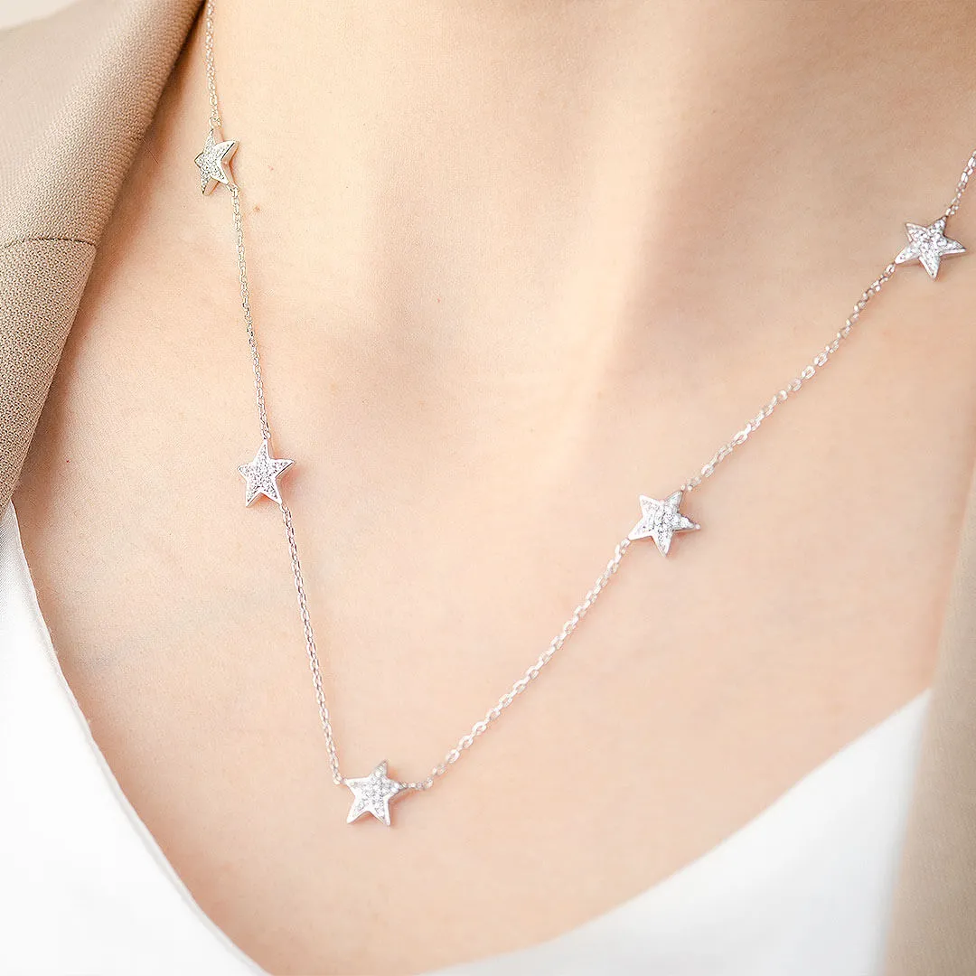 Diamonds Stars White Gold Necklace