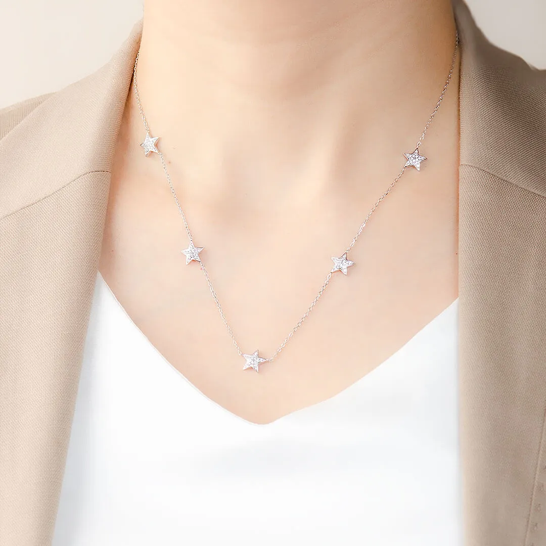 Diamonds Stars White Gold Necklace