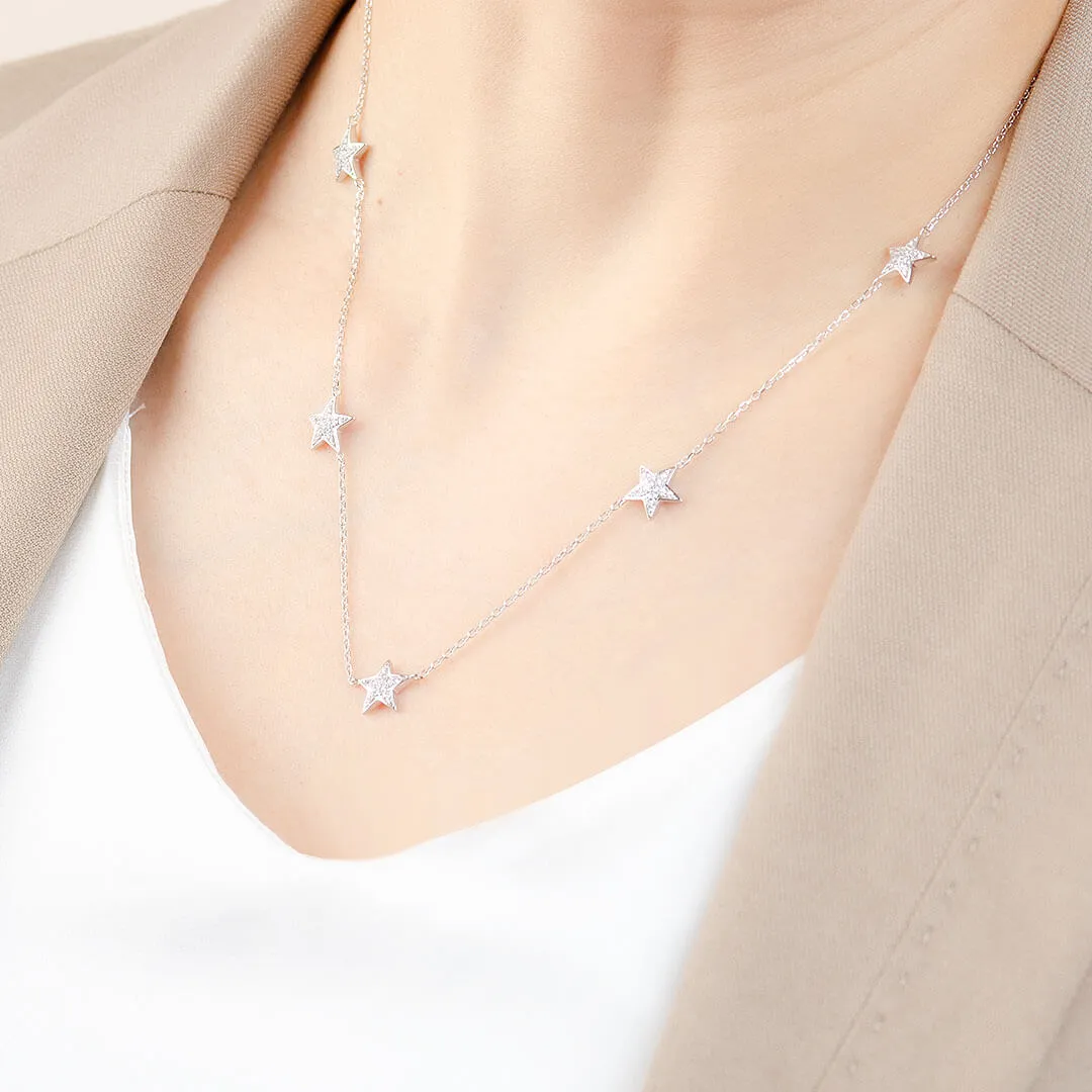 Diamonds Stars White Gold Necklace