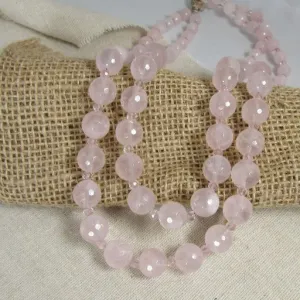 Double Strand Rose Quartz Necklace