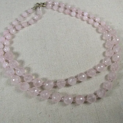 Double Strand Rose Quartz Necklace