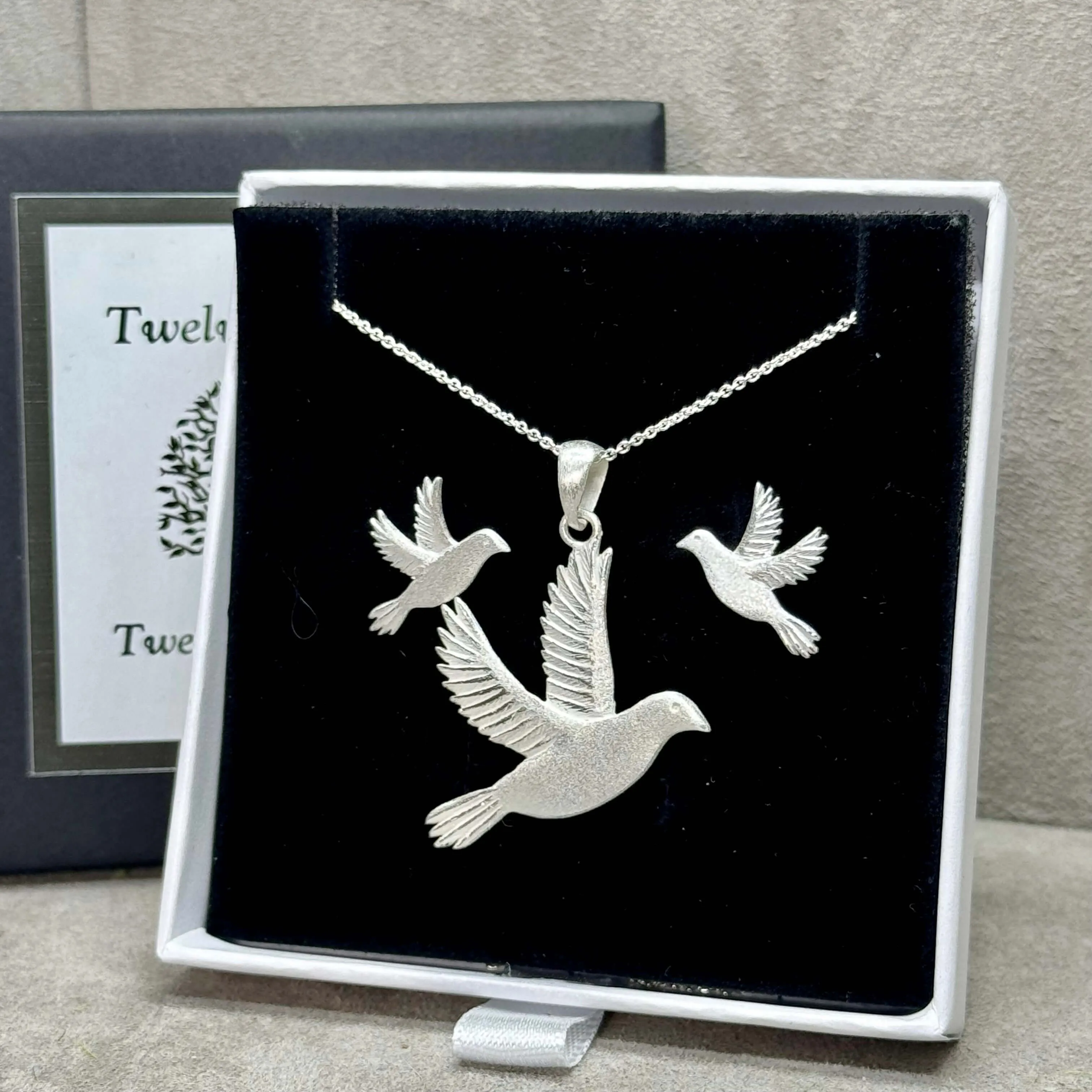 Doves Grace - Dove of peace Pendant & Earring Set