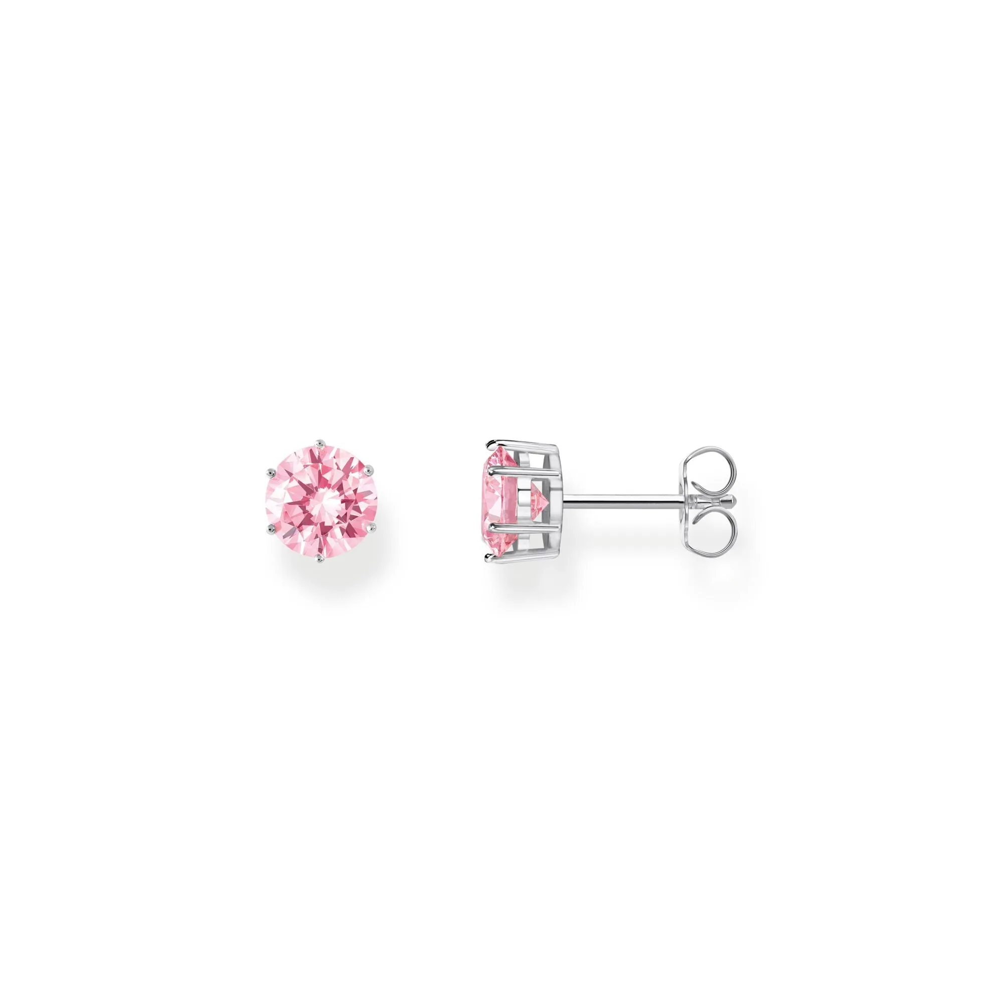 Ear studs with big, pink zirconia