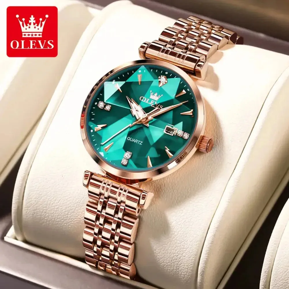 ELEGANCE® 5536 Women Luxury Jewelry Quartz Watch Waterproof Stainless steel Strap Rose Gold Watch for Women Fashion Watch Bracelet Set