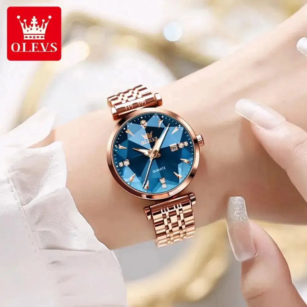 ELEGANCE® 5536 Women Luxury Jewelry Quartz Watch Waterproof Stainless steel Strap Rose Gold Watch for Women Fashion Watch Bracelet Set